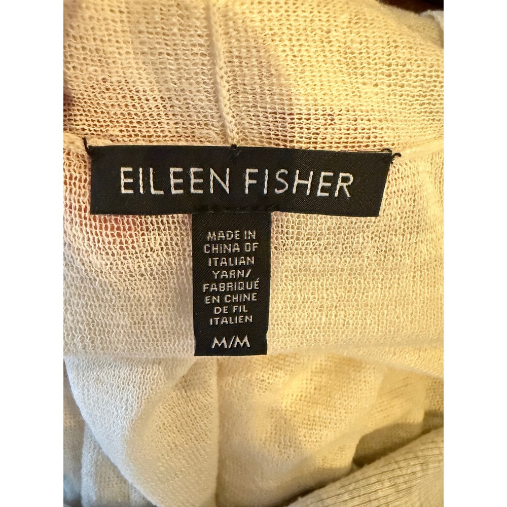 Eileen Fisher‎ Sweater Women Medium Ivory Hemp Blend Open Front Cardigan Mature - Picture 9 of 9